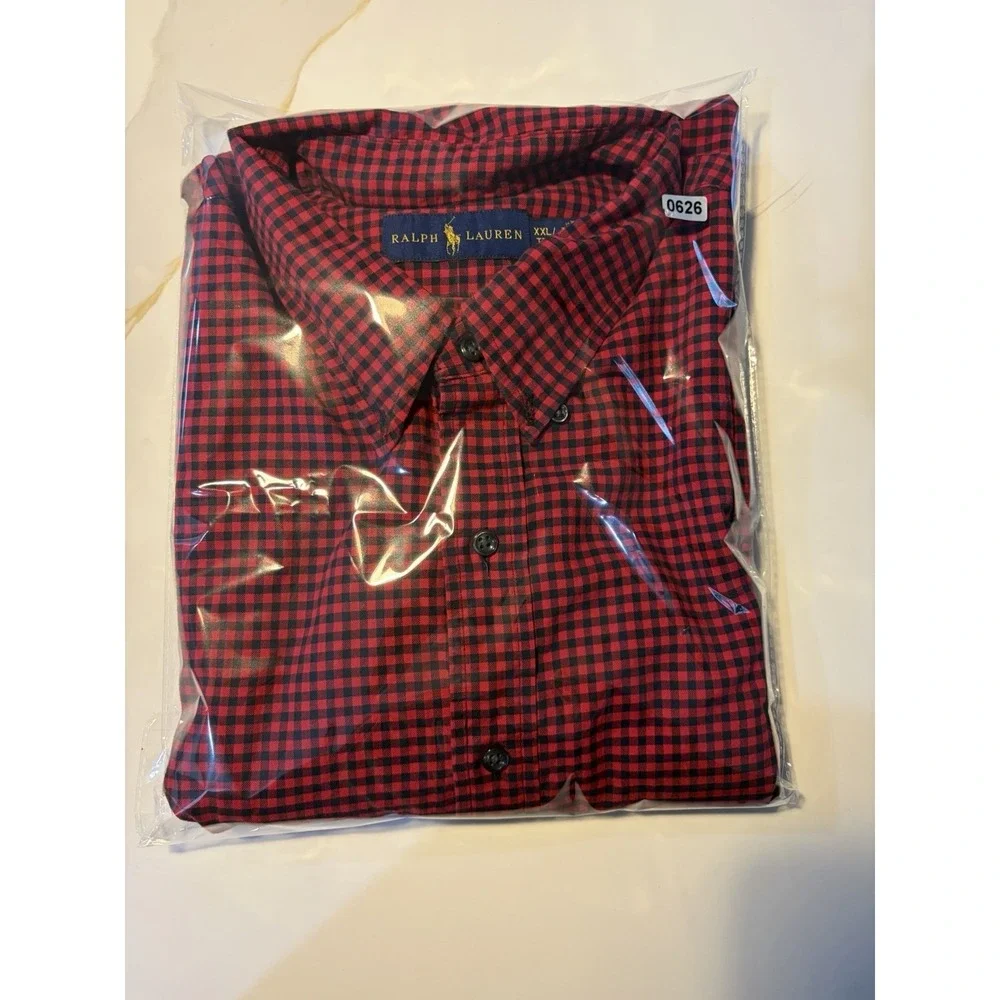 Polo Ralph Lauren Buffalo Plaid Button Down Shirt Men 2XL Red Black Long Sleeve